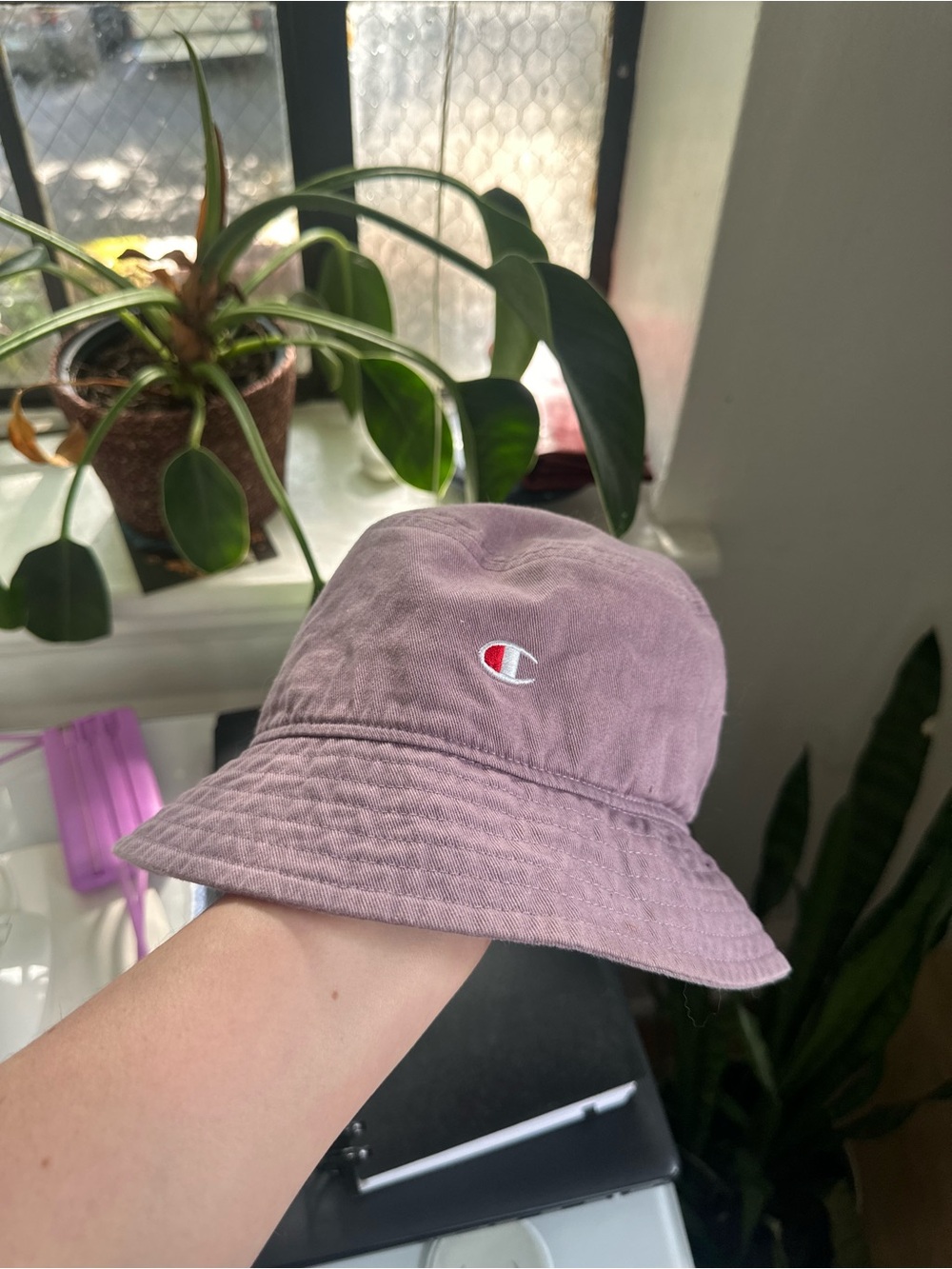 Champion Mauve Bucket Hat with Embroidered Logo